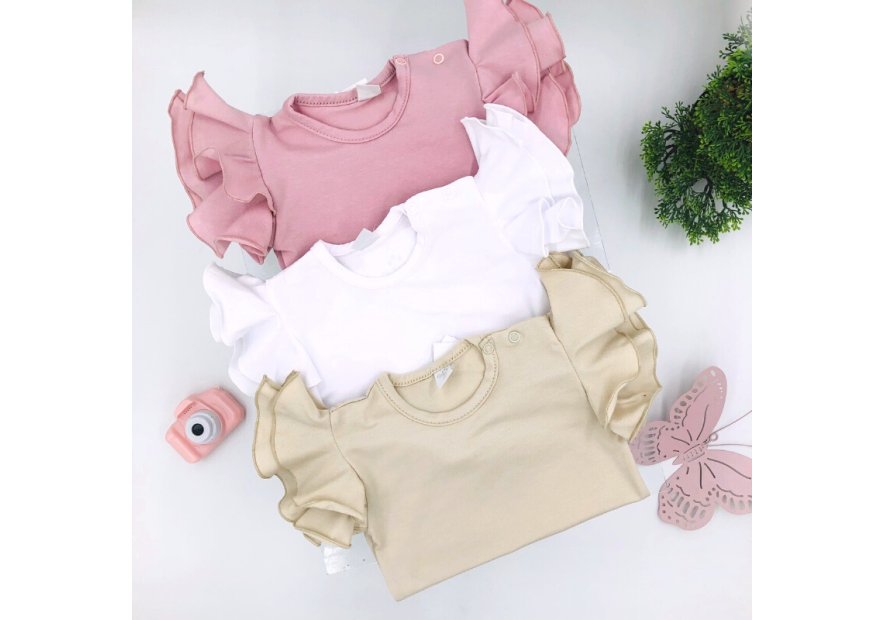 Body dziecięce z dużymi  falbankami białe| OLYMPIA KIDS STYLE