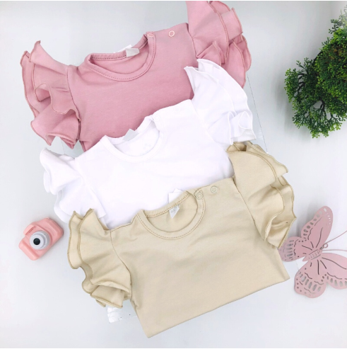 Body dziecięce z dużymi  falbankami białe| OLYMPIA KIDS STYLE