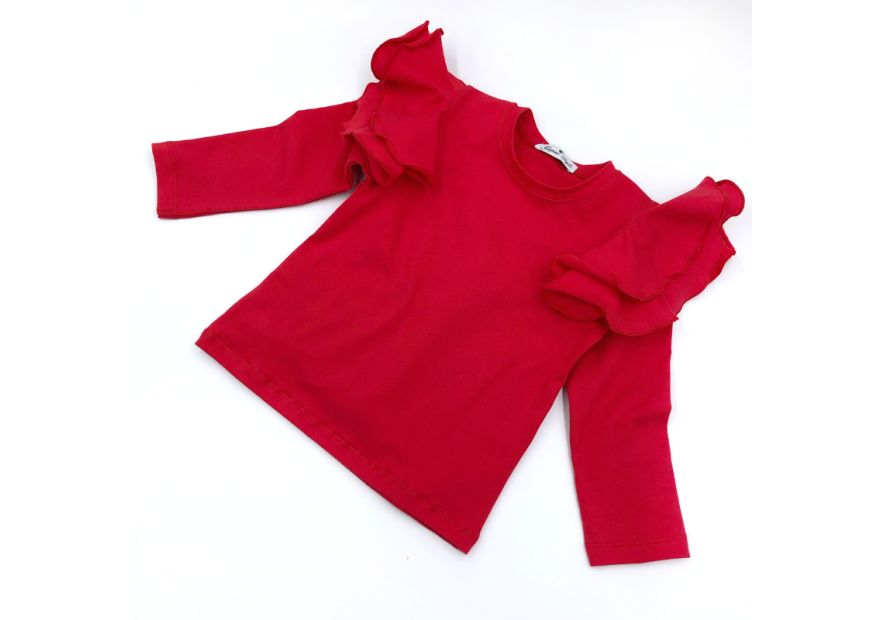 Bluzka dziecięca z dużymi  falbankami biała| OLYMPIA KIDS STYLE