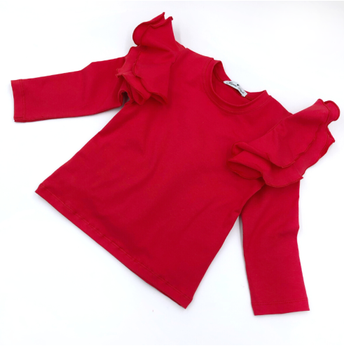 Bluzka dziecięca z dużymi  falbankami biała| OLYMPIA KIDS STYLE