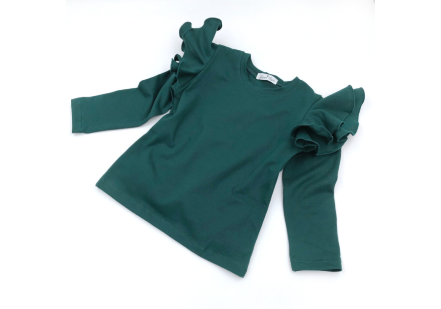 Bluzka dziecięca z dużymi  falbankami biała| OLYMPIA KIDS STYLE