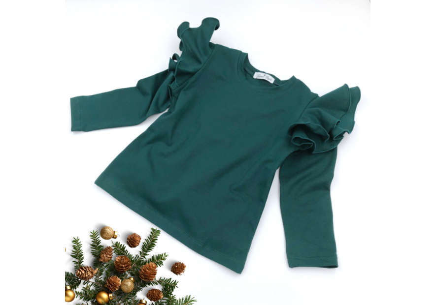 Bluzka dziecięca MOTYLEK butelkowa zieleń