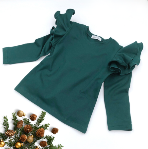 Bluzka dziecięca MOTYLEK butelkowa zieleń