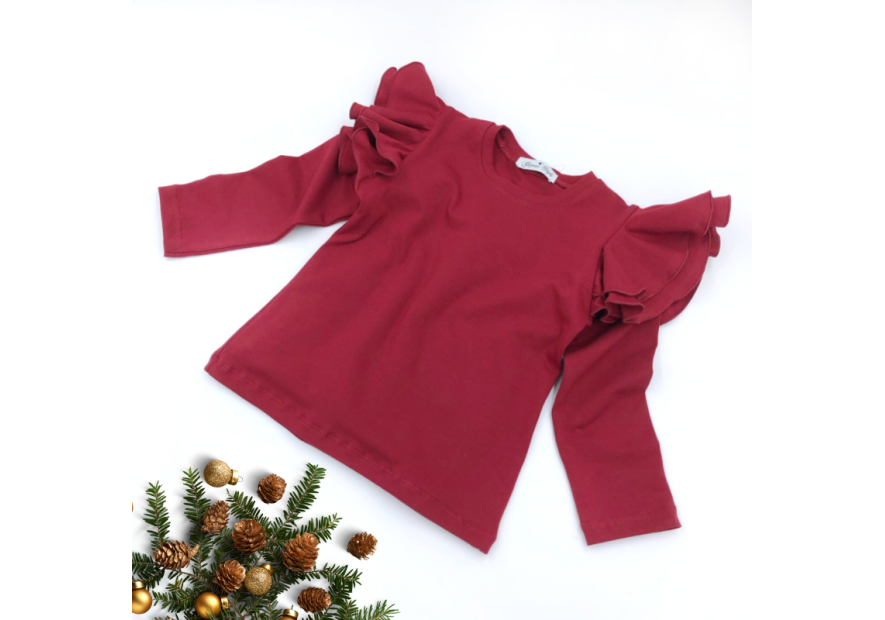 Bluzka dziecięca z dużymi  falbankami biała| OLYMPIA KIDS STYLE