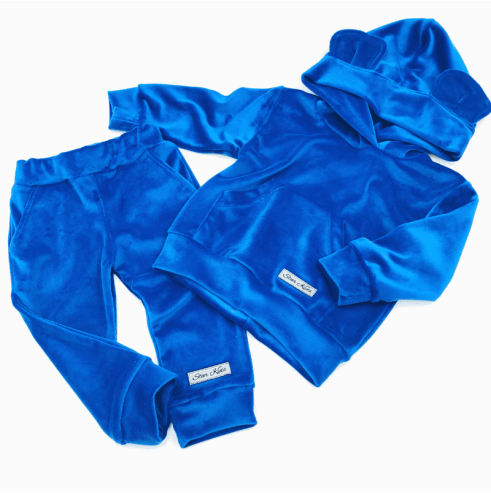 Dres welurowy z uszkami szafirowy