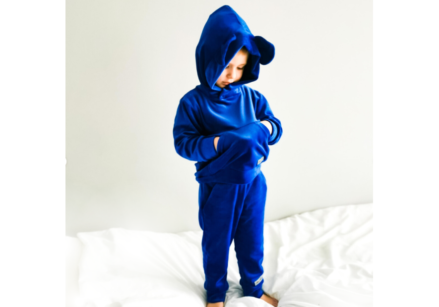 Dres welurowy z uszkami szafirowy