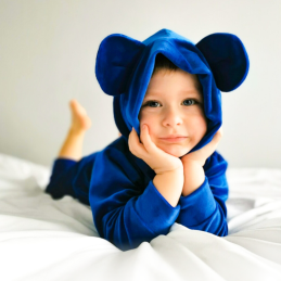 Dres welurowy z uszkami szafirowy