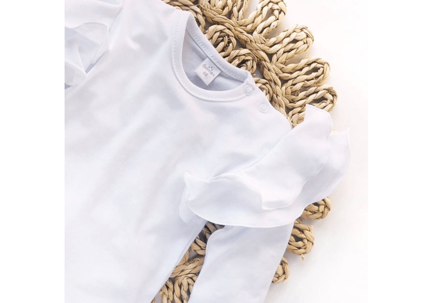 Body dziecięce z dużymi  falbankami białe| OLYMPIA KIDS STYLE