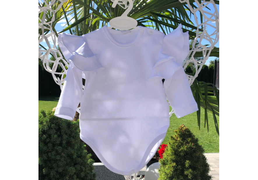 Body dziecięce z dużymi  falbankami białe| OLYMPIA KIDS STYLE