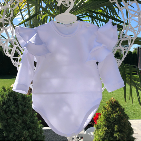 Body dziecięce z dużymi  falbankami białe| OLYMPIA KIDS STYLE