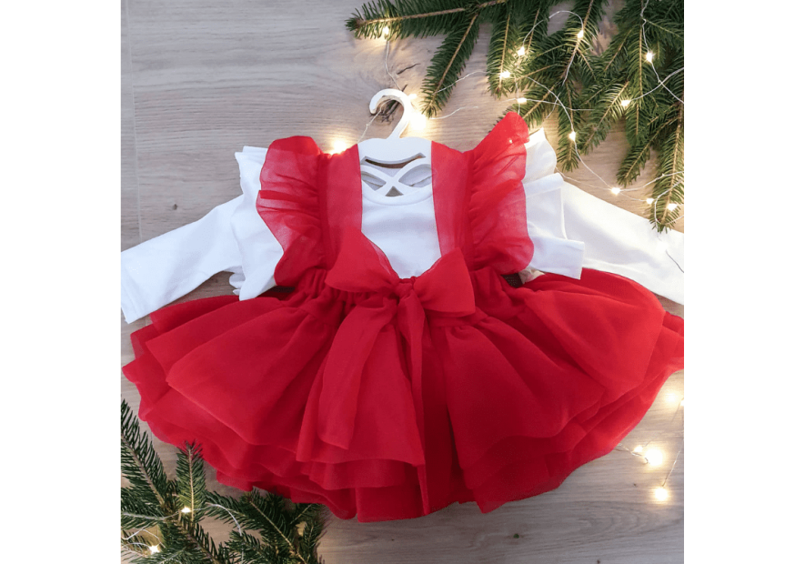 Spódniczka tiulowa na szelkach czerwona| Olympia kids style