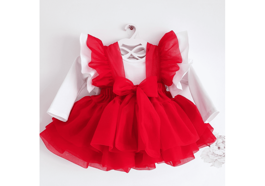 Spódniczka tiulowa na szelkach czerwona Bellarco