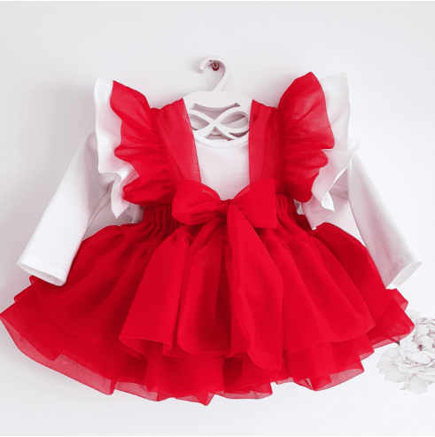 Spódniczka tiulowa na szelkach czerwona Bellarco