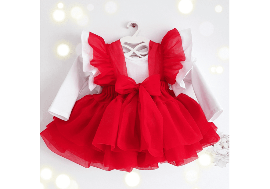 Spódniczka tiulowa na szelkach czerwona Bellarco