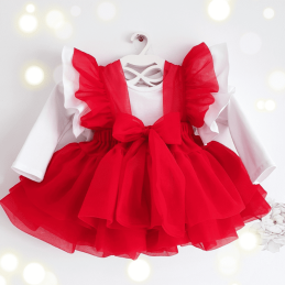 Spódniczka tiulowa na szelkach czerwona Bellarco