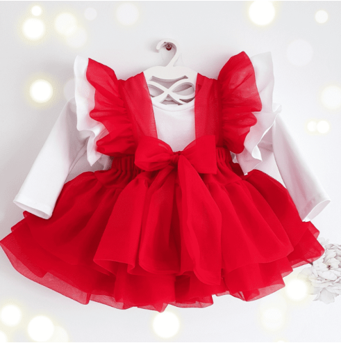 Spódniczka tiulowa na szelkach czerwona Bellarco