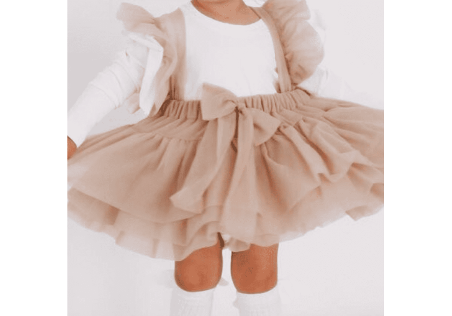 Spódniczka tiulowa na szelkach pudrowa| Olympia kids style