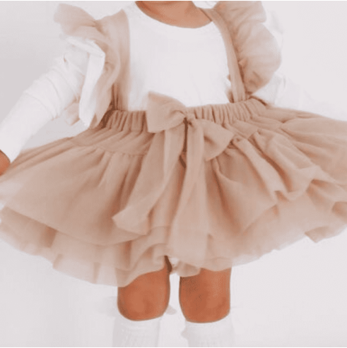 Spódniczka tiulowa na szelkach pudrowa| Olympia kids style