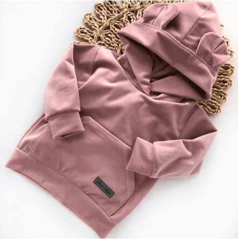 Dres welurowy dla dziewczynki z kapturem | Olympia Kids Style