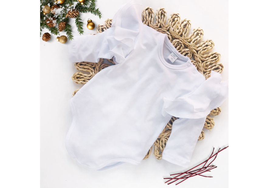 Body dziecięce z dużymi  falbankami białe| OLYMPIA KIDS STYLE