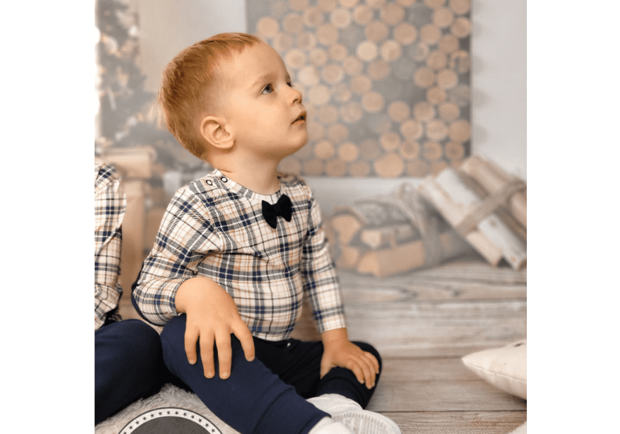 Elegancki komplet z muszką i spodenki | OLYMPIA KIDS STYLE