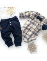 Body z muszką + spodnie KRATKA STAR KIDS