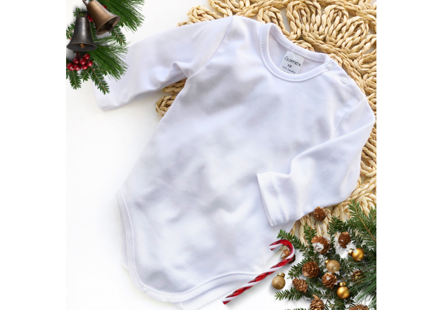Białe body niemowlęce z długim rękawem  | OLYMPIA KIDS STYLE