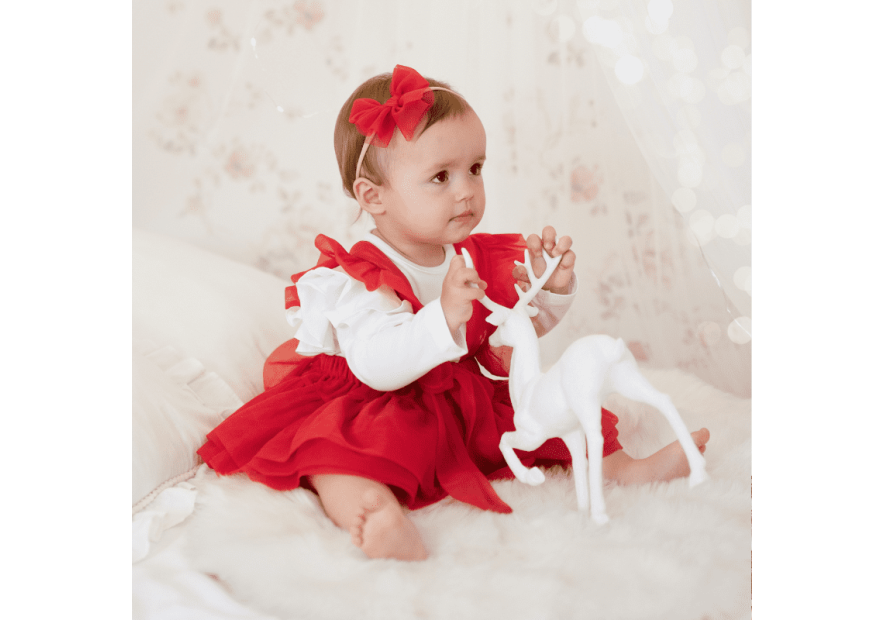 Spódniczka tiulowa na szelkach czerwona| Olympia kids style