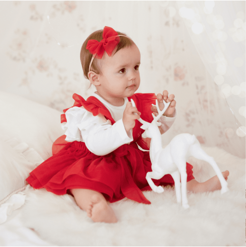 Spódniczka tiulowa na szelkach czerwona| Olympia kids style