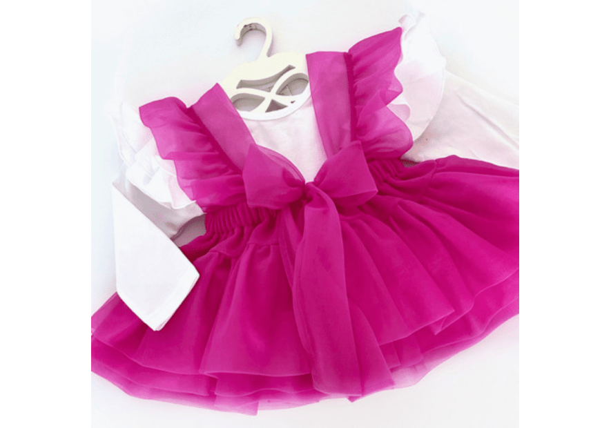 Spódniczka tiulowa na szelkach pudrowa| Olympia kids style