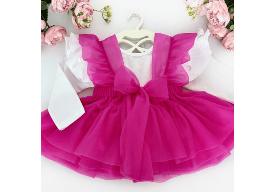 Spódniczka tiulowa na szelkach pudrowa| Olympia kids style