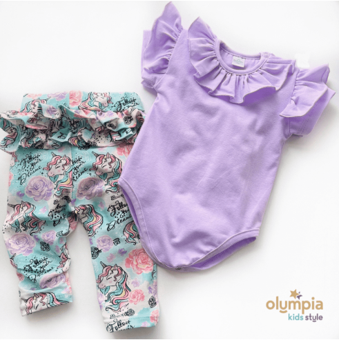 Bluzka z legginsami i ozdobnymi falbankami | Olympia Kids Style