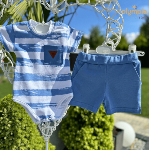 Komplet chłopięcy body i szorty  |OLYMPIA KIDS STYLE