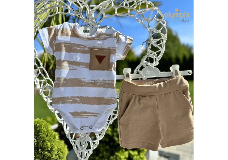 Komplet chłopięcy body i szorty  |OLYMPIA KIDS STYLE