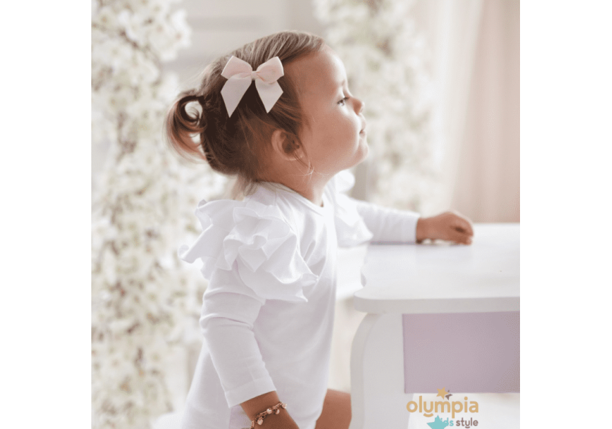 Body dziecięce z dużymi  falbankami białe| OLYMPIA KIDS STYLE