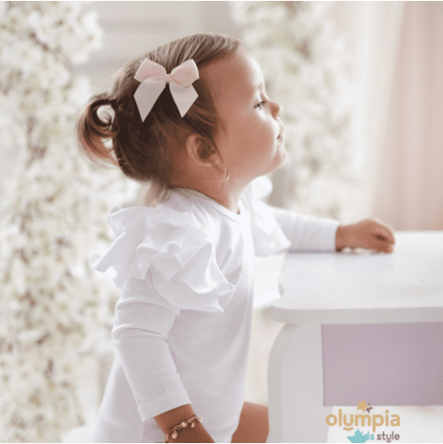 Body dziecięce z dużymi  falbankami białe| OLYMPIA KIDS STYLE