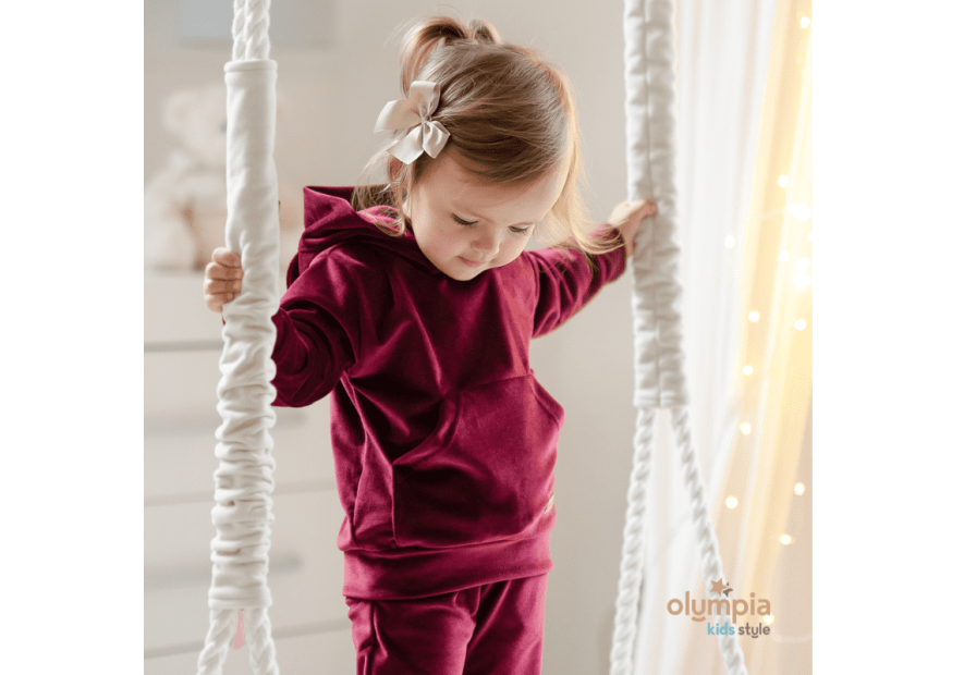 Dres welurowy z kapturem | Olympia Kids Style