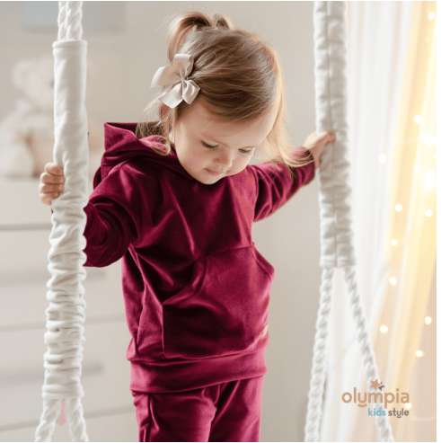 Dres welurowy z kapturem | Olympia Kids Style