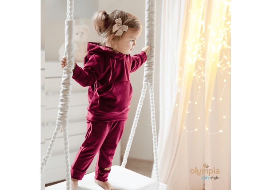 Dres welur z uszkami bordowy