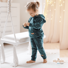 Dres welur z uszkami butelkowa zieleń