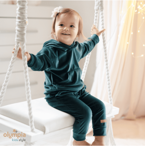 Dres welurowy z kapturem | Olympia Kids Style