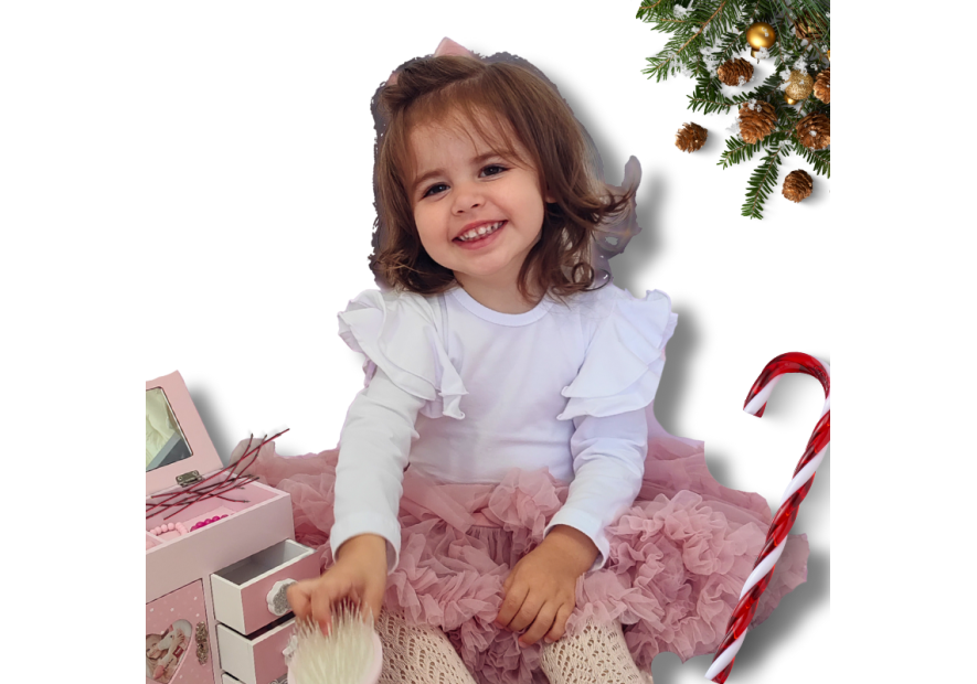 Bluzka dziecięca z dużymi  falbankami biała| OLYMPIA KIDS STYLE