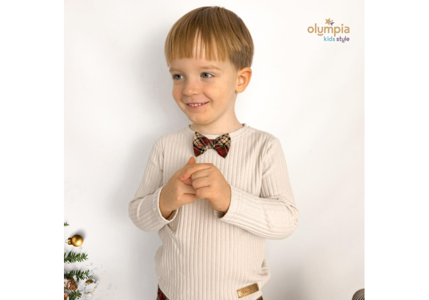 Komplet chłopiecy body i spodnie KRATA prążek