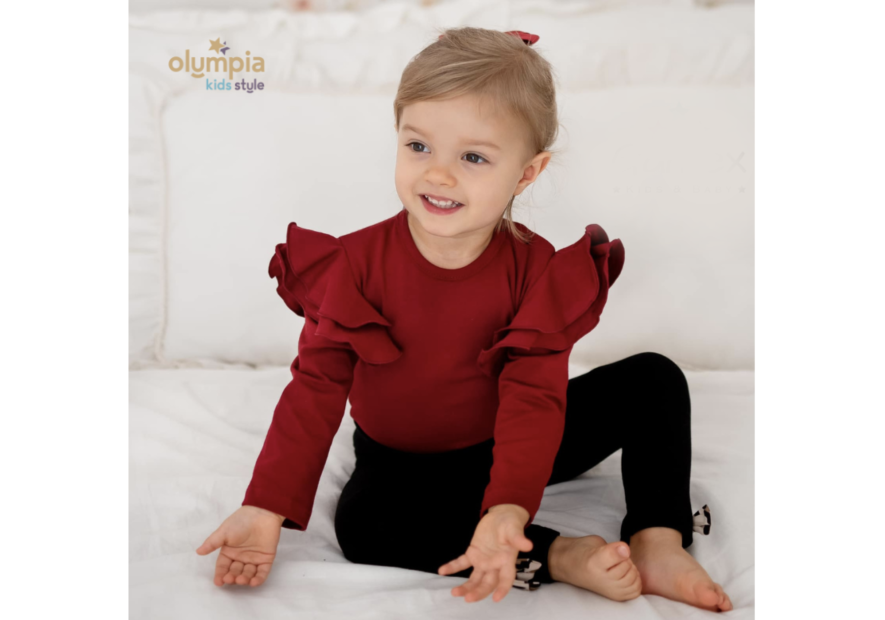 Bluzka dziecięca z dużymi  falbankami biała| OLYMPIA KIDS STYLE