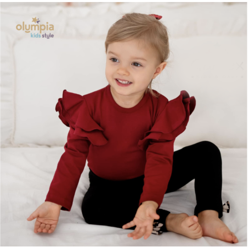 Bluzka dziecięca z dużymi  falbankami biała| OLYMPIA KIDS STYLE