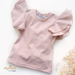 Bluzka dziecięca MOTYLEK krótki rękaw pudrowy róż