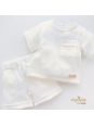Komplet z Muślinu - Bluzka i Szorty ecru | OLYMPIA KIDS STYLE