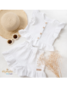 Komplet dziewczęcy z Muślinu Bluzka i Spodenki biały