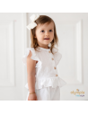 Komplet dziewczęcy z Muślinu Bluzka i Spodenki biały