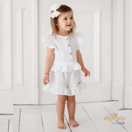 Komplet  dziewczęcy z Muślinu - Bluzka i spodenki | OLYMPIA KIDS STYLE